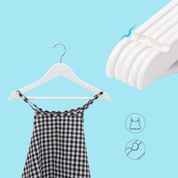 Songmics barn klädeshängare massivt trä, förpackning om 20, 360° roterande krok vit