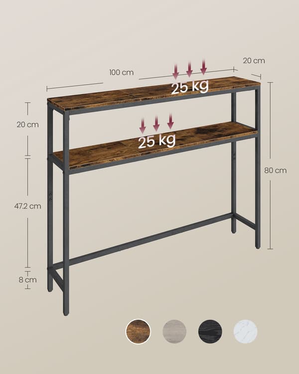 Smal konsolbord, 20 x 100 x 80 cm, Entrébord