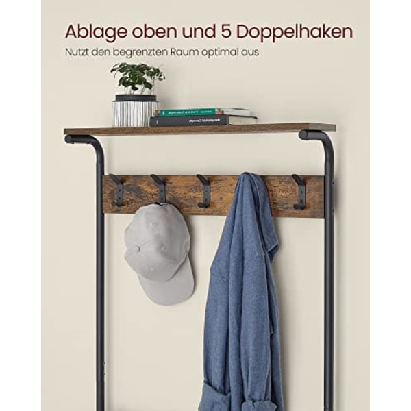Vasagle tøjstativ, industrielt, rustik brun og sort