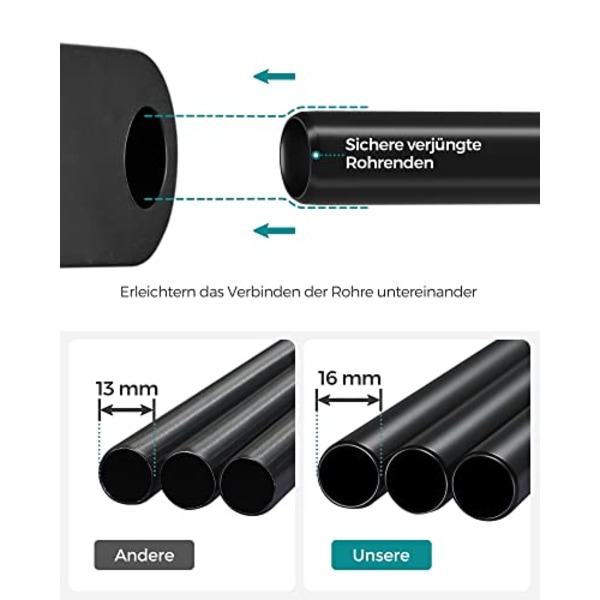 Songmics garderob, klädförvaringsgarderob för sovrum med 2 klädskenor, grå