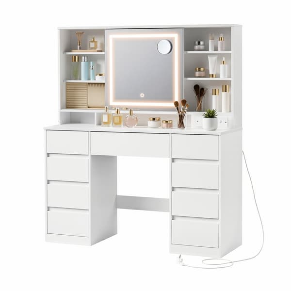 Makeupbord med spejl og LED-lys