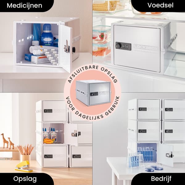 Lockabox One™ Låsbar medicinskåp - Förvaringslåda med kodlås – Vit
