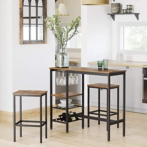 Vasagle High Table, spisebord til stue, køkken, 110 x 40 x 90 cm, rustikbrun og sort