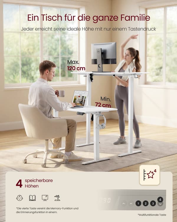 Højdejusterbart skrivebord, Stående skrivebord Computerbord 100 x 60 cm