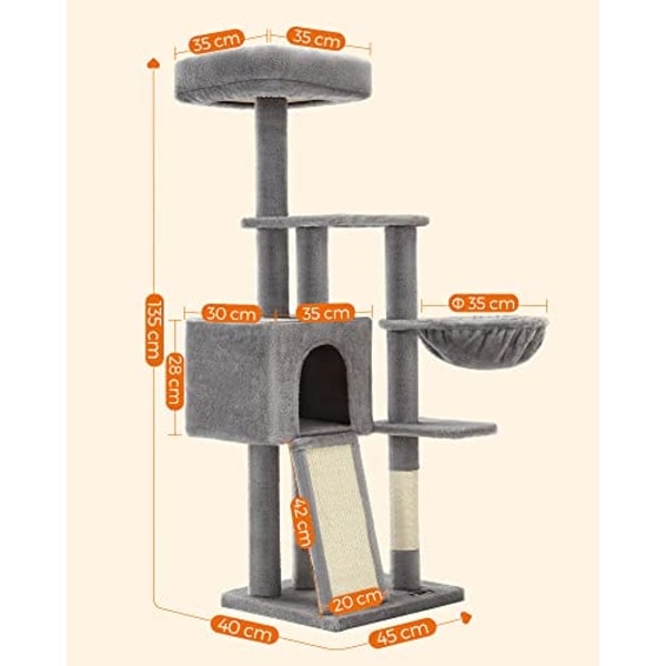 Feandrea Cat Tree 135 cm höga - multi-nivå-designen