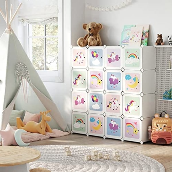 Songmics Cube Hylde Multifunktionsskab, børnesko Legetøj 123 x 31 x 123 cm Hvid