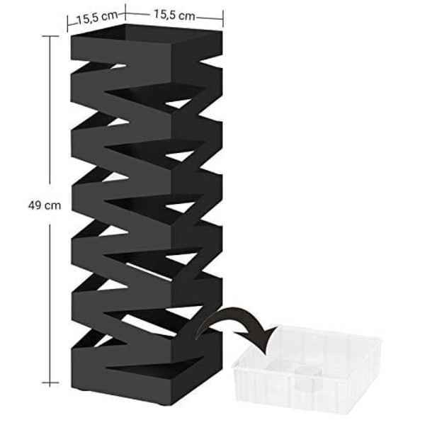 Songmics Metal Paraplyställ, fyrkantigt paraplyhållare rack, Svart