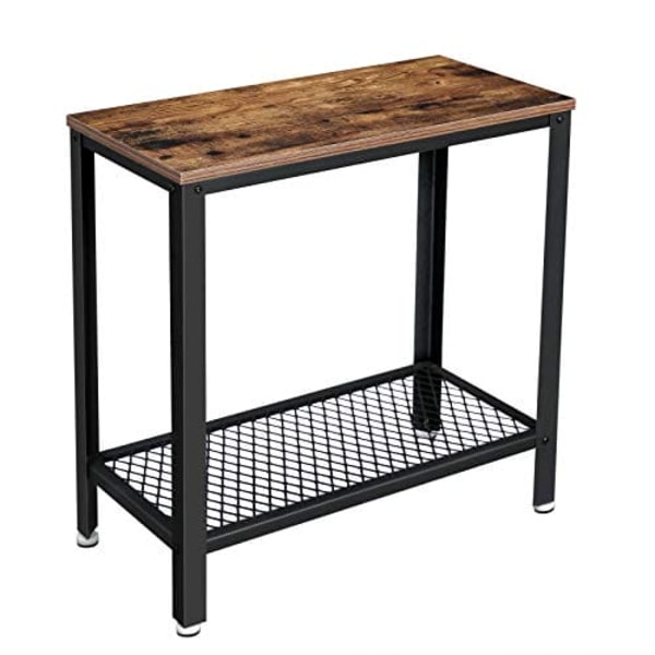 Vasagle industrielt sidebord, endebord, sengebord med netthylde, rustik brun