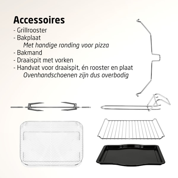 TurboTronic Airfryer XXL ja uuni – Kaksoisovet - 32 litraa – Hopea