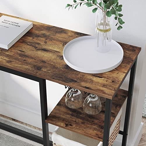 Vasagle High Table, spisebord til stue, køkken, 110 x 40 x 90 cm, rustikbrun og sort