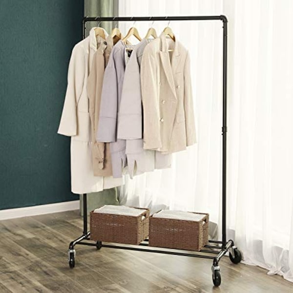 Songmics Heavy Duty Metal Tøjstativ på hjul, holder 90 kg, sort