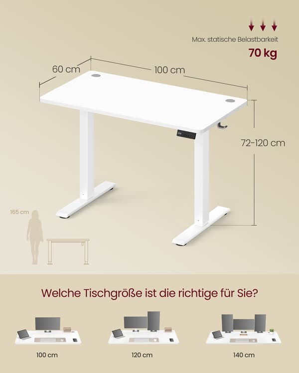 Højdejusterbart skrivebord, Stående skrivebord Computerbord 100 x 60 cm