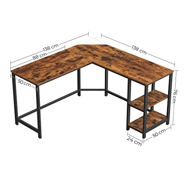 Vasagle computer desk, L-shaped corner desk, workstation, rustic brown and black