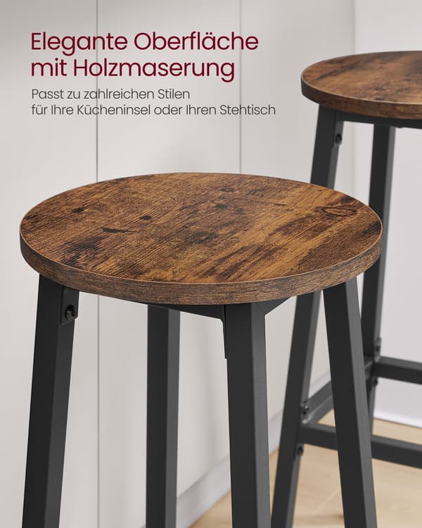 Kökspallar med metallram och fotstöd, höjd 74 cm