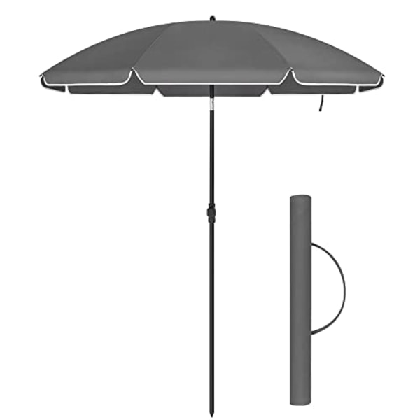 SONGMICS 1,6 m aurinkovarjo, aurinkovarjo, lasikuituiset kylkiluut, harmaa