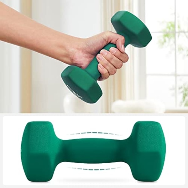Songmics hantel, 2 x 4 kg neopren handvikter, vattentät, grön