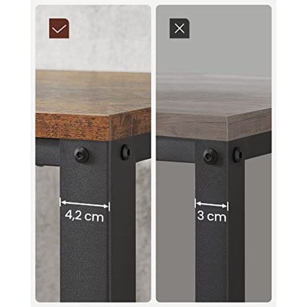 Vasagle sidebord, industrielt endebord, sofabord, med metalram, let at samle, brun og sort