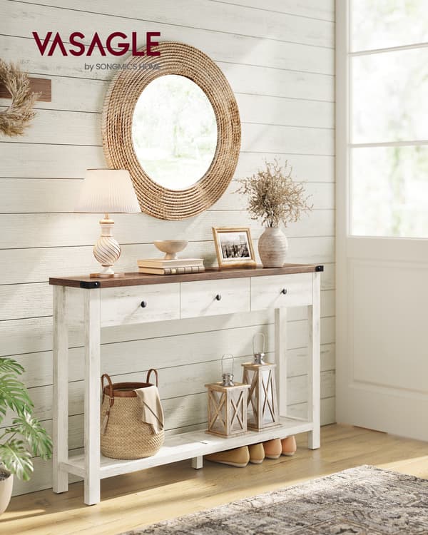 Konsolbord, Sidebord, Smalt Sofabord, Landlig Stil