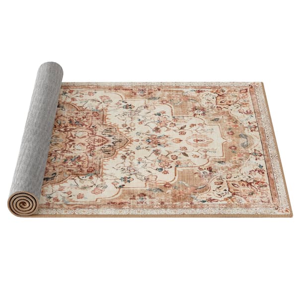 Tæppe 80 x 150 cm Stuetæppe Skridsikkert Tæppe Traditionel Vintage Stil, Duegrå