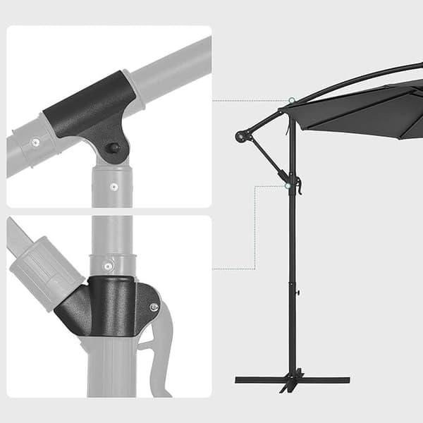 Cantilever Parasol Diameter 300 Cm, Haveparasol, UV-beskyttelse, Til Have, Terrasse