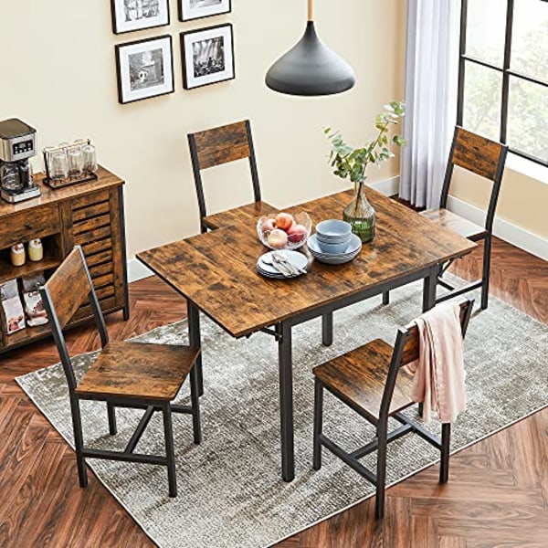 Vasagle Folde spisebord til 2-4 personer, Vintage brun/sort