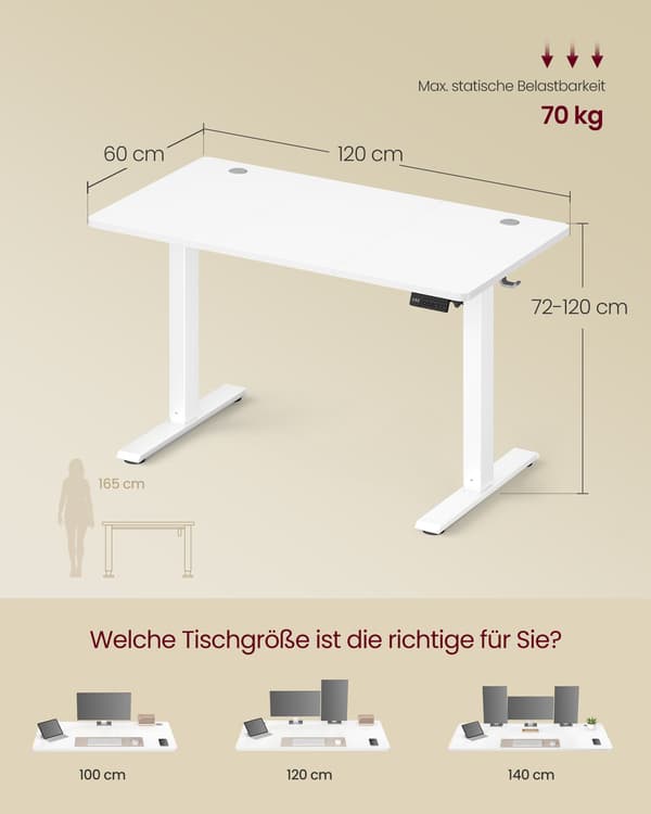Stående skrivebord Højdejusterbart computerbord 120 x 60 cm