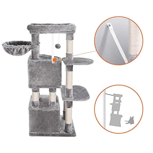Cat Tree, Cat Condo, Activity Center, 120 Cm, Ljusgrå