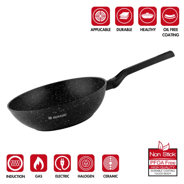 Herzog HR-2616: 28cm marmorbelagd wok