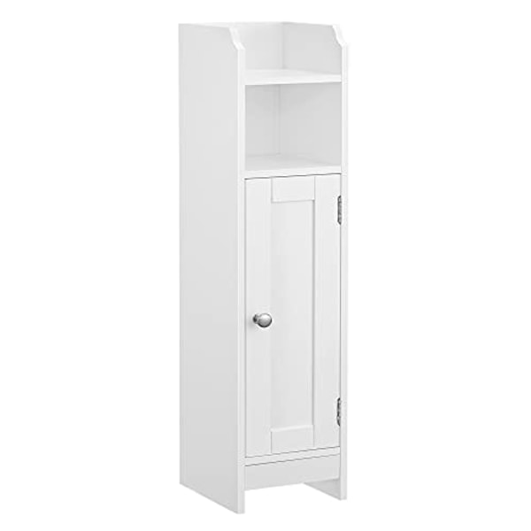 Vasagle WC-kaappi, kylpyhuonekaappi, kapea kylpyhuonehylly, säädettävät hyllyt, valkoinen
