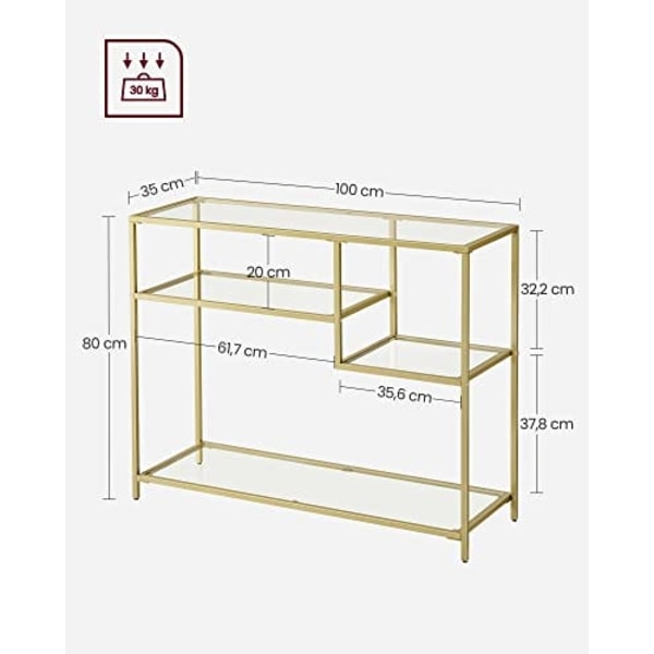 Vasagle konsol Bord 100x35x80cm Färg guld