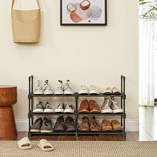 Songmics 6-kerroksinen kenkäteline, kenkäsäilytysjärjestelmä, 45 x 30 x 106 cm, musta