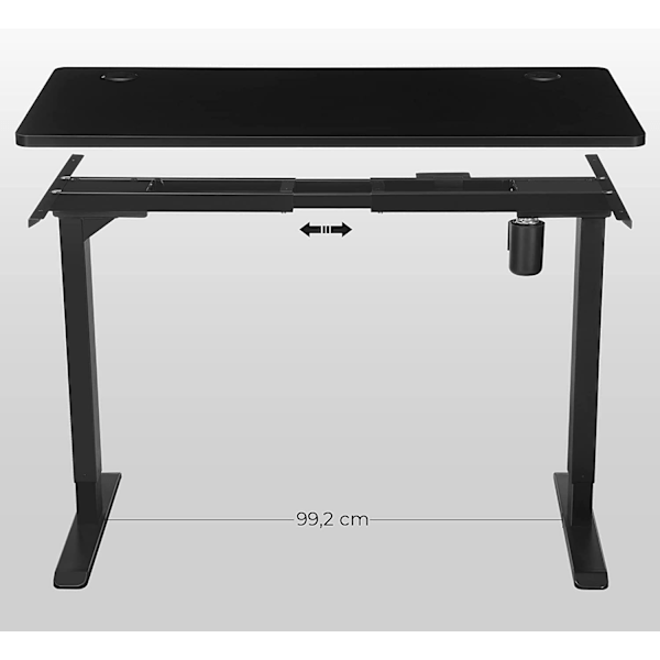 Songmics elektrisk skrivebord Smooth Edge Melamin Cover MDF 120x60x1,8cm sort