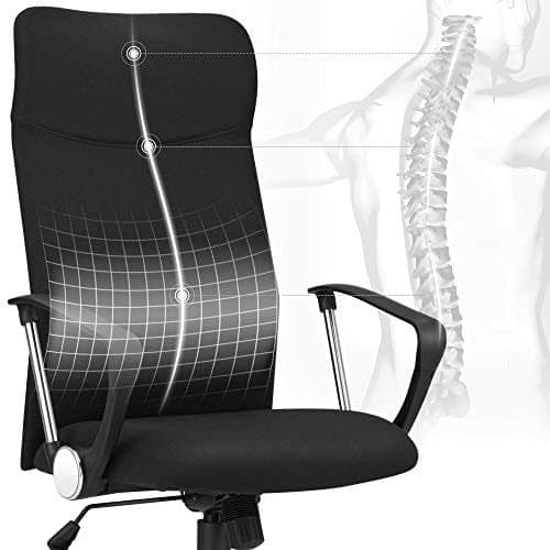 SONGMICS Kontorstol, Ergonomisk Swivel Chair Vadderad sits, sort