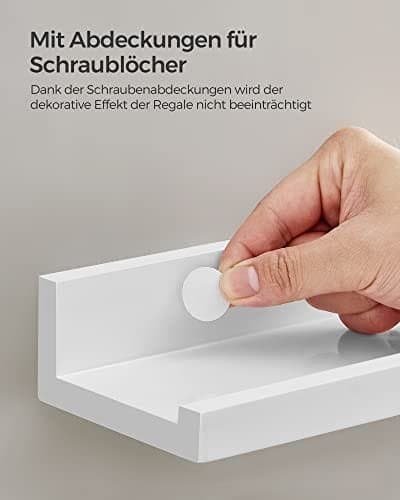 Songmics Wall Shelf 3 Set flytande hyllor Ledge för bildramar och böcker, Vit