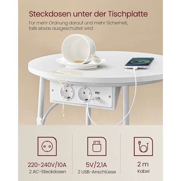 Soffbord, Sidobord med Tygkorg, För Vardagsrum, Sovrum, Sängbord, Vit Och Kamelbrun