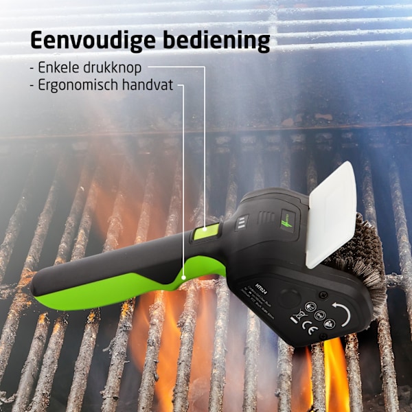 HomeTech Sähköinen teräksinen BBQ-harja - Johdoton ja pyörivä