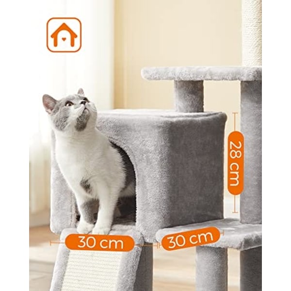 Feandrea Cat Tree, Cat Tower för innekatter, kattungar, ljusgrå
