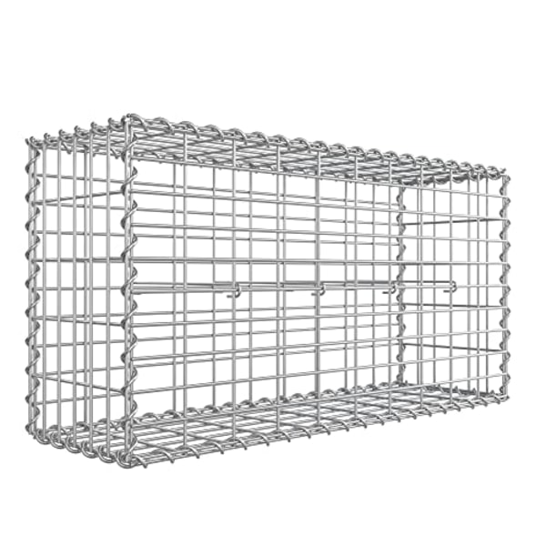 SONGMICS Gabion kori, metallinen gabionihäkki, jossa 5 x 10 cm verkko kiville, hopea