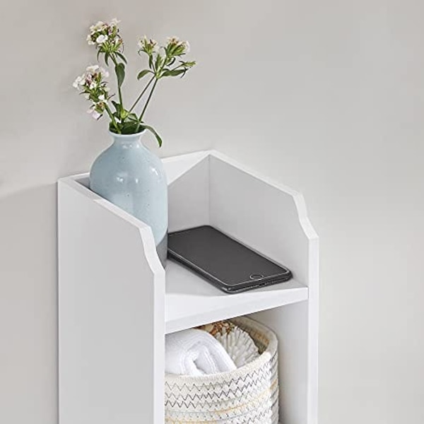 Vasagle toiletskab, badeværelsesskab, smal badeværelseshylde, justerbare hylder, hvid