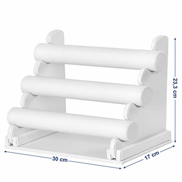 Songmics 3-bar armbandhållare för halsband, smycken Display Rack, White