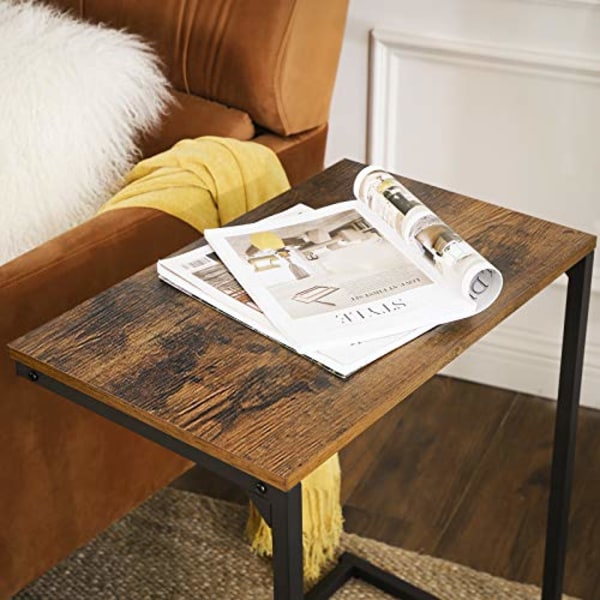 Vasagle sidobord, litet soffa bord, slutbord, bärbar dator, rustik brun och svart