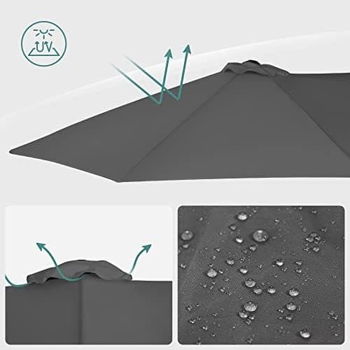 SONGMICS 460 x 270 cm Dubbelsidigt parasollparaply, extra stort, grått