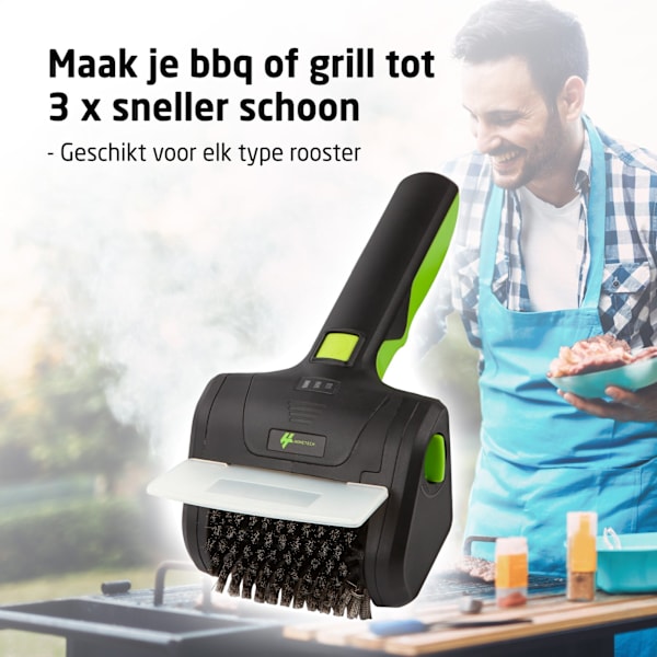 HomeTech Sähköinen teräksinen BBQ-harja - Johdoton ja pyörivä