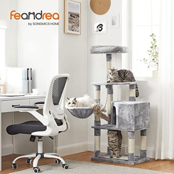 Feandrea stabilt kattetræ, legetårn 138 cm, lysegrå