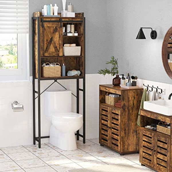 VASAGLE over-toilet opbevaring, badeværelse opbevaringsstativ, til vaskemaskine, rustik brun