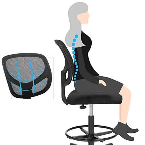 SONGMICS Mesh Drafting Stolar Chair Ergonomisk sits vadderad