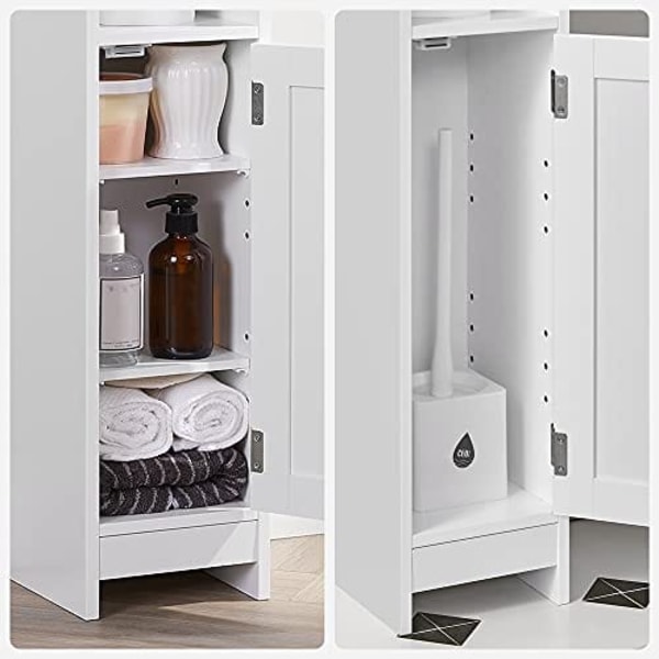 Vasagle WC-kaappi, kylpyhuonekaappi, kapea kylpyhuonehylly, säädettävät hyllyt, valkoinen