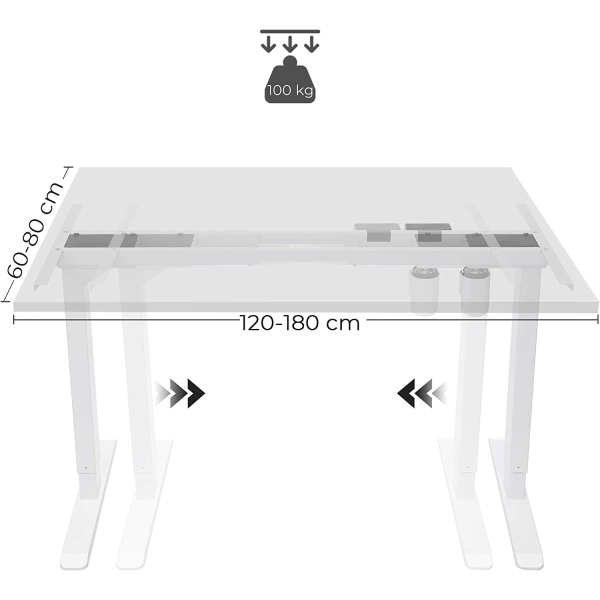SONGMICS sähköinen seisomapöydän runko moottoroidulla korkeudensäädöllä, valkoinen