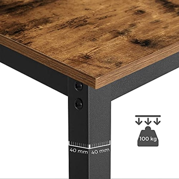 VASAGLE Barbord, Teollisuustyylinen keittiöpöytä, Ruokapöytä, Puujäljitelmä, 120 x 60 x 90 cm