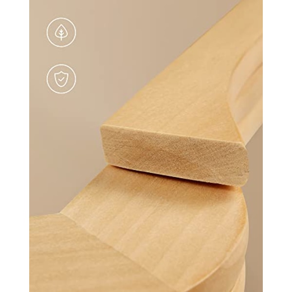 Songmics (Lönnträ) 44,5 cm Träklädhängare i trä med byxstång (Naturlig, 50)
